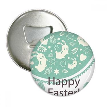 Imagem de Feliz Dia de Páscoa Verde Colorido Ovo Coelho Abridor de Garrafas Imã Emblema Multifuncional