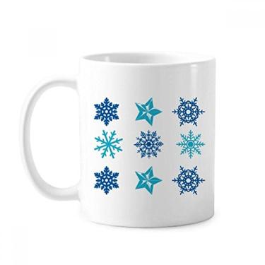 Imagem de Caneca circular de Natal com ilustração de floco de neve cerâmica xícara de porcelana de café louça