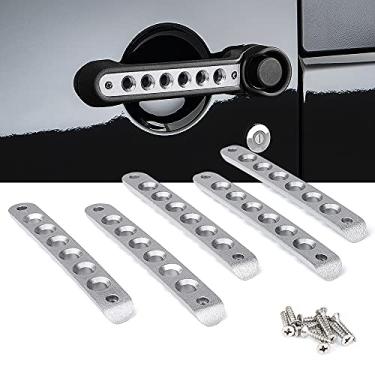 Imagem de Xprite Inserções de maçaneta lateral de alumínio escovado e acabamento de tampa compatíveis com Jeep Wrangler JK JKU Unlimited Sahara Rubicon 4 portas 2007-2018, acessório de decoração de alças