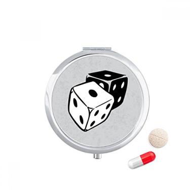 Imagem de Caixa de comprimidos com ilustração de dados cassino preto e branco bolso caixa de armazenamento de remédios dispensador de recipiente