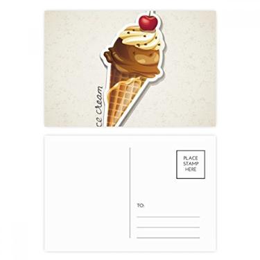 Imagem de Conjunto de cartão postal de cone de sorvete doce de chocolate de cereja cartão de agradecimento