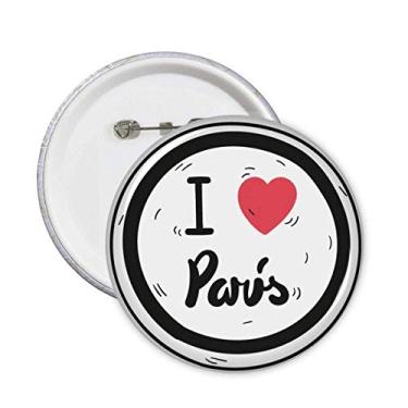 Imagem de Broche I Love Paris Words Pattern Pin Badge Button Emblema Decoração Acessório 5 peças