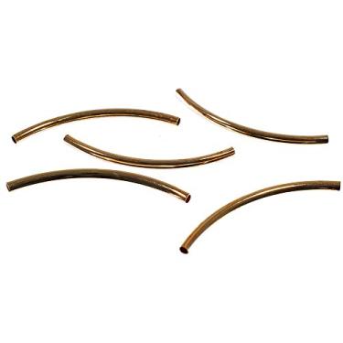 Imagem de Contas de tubo curvo de 63 mm – Miçanga espaçadora de tubo redondo – 50 x 2 mm – Joias e artesanato (latão, pacote com 5)