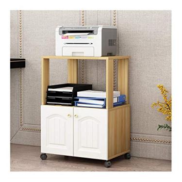 Imagem de KIZQYN Suporte de impressora Rack de escritório Rack de armazenamento de cópia Estante removível Rack de armazenamento de piso Caixa de armazenamento Impressora de mesa (Cor: Latão, Tamanho: 35 * 50 * 70cm)