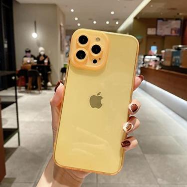 Imagem de Capa de telefone de fluorescência transparente de luxo para iphone 11 12 13 pro max 11pro 13 promax 12 mini xs x xr se 2020 6s 7 8 plus capa, amarela, para iphone 7plus