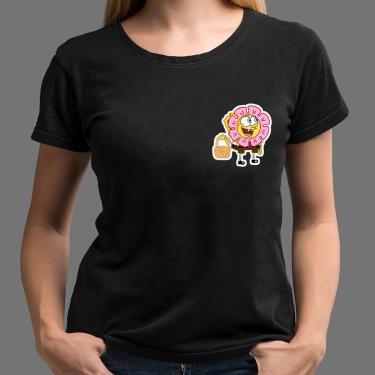 Imagem de Camiseta Feminina Bob Esponja Flor Desenho Animado de algoao blusa preta long look
