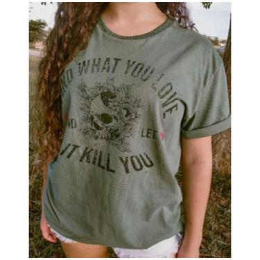 Imagem de Camiseta Feminina Oversized Verde Militar - Femelina