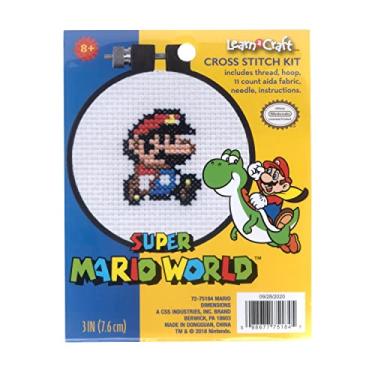 Imagem de Dimensions Kit de ponto cruz 72-75184 Arts and Crafts Super Mario Bros para iniciantes, 11 unidades branco Aida, 7,5 cm D