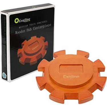 Imagem de Cubo de madeira para dominó de trem mexicano com fundo feltro – Exqline Mexican Train Centerpiece feito de pinheiro superior