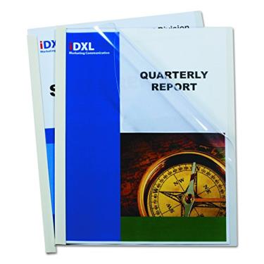 Imagem de C-Line Report Capas com barras de encadernação, vinil transparente, barras brancas, 21 x 28 cm, 50 por caixa (32557)