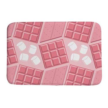 Imagem de Tapete de banheiro tapete de porta para banheiro chocolate sem costura rosa decoração interior exterior absorvente tapete antiderrapante 78,7 x 50,8 cm