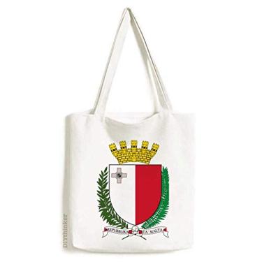 Imagem de Bolsa tiracolo de lona com emblema nacional Malta Europe bolsa de compras casual