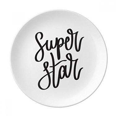 Imagem de Prato decorativo de porcelana Salver da Super Star com citação