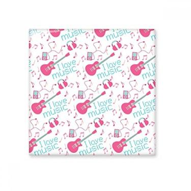 Imagem de Pedra adorna de tijolos vitrificados de cerâmica com padrão musical de guitarra rosa azul