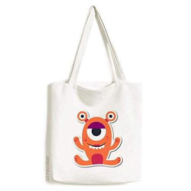 Imagem de Bolsa de lona com monstro laranja universo e alienígena bolsa de compras casual bolsa de mão