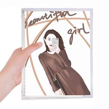 Imagem de Caderno de ilustração com desenho artístico de belas garotas, diário de folhas soltas recarregável, papelaria