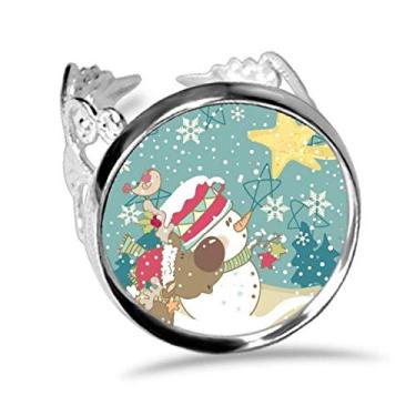 Imagem de DIYthinker Anel de noivado de Natal com boneco de neve e flocos de neve para cães ajustáveis
