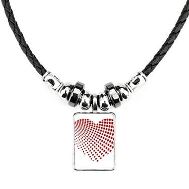 Imagem de DIYthinker Colar Red Radiate Dots Dia dos Namorados Joia Torque Pingente de corda de couro
