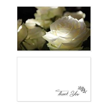 Imagem de Rosas brancas escuras, tamanho grande, cartão de agradecimento, papel de aniversário, agradecimento de casamento