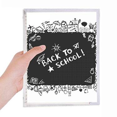 Imagem de Caderno estilo escolar grafite negro com desenho de folhas soltas diário recarregável