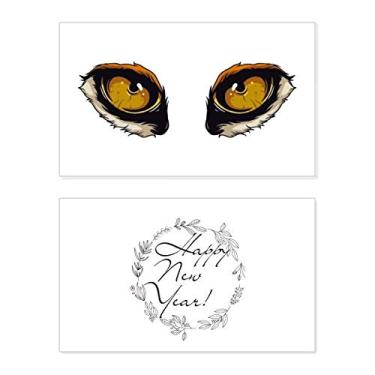Imagem de Desenho Animal, Olho de Raposa, Decoração de Ano Novo, Cartão de felicitações, Mensagem de Abençoamento Presente