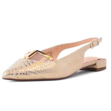 Imagem de Cecelia New York Jacqueline Slingback bico fino sapatilha cobra dourada, Cobra dourada, 6