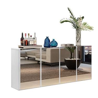 Imagem de Aparador Buffet 4 Portas com Espelho Vegas Multimóveis V3558 Branco