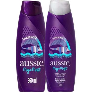 Imagem de Shampoo E Condicionador Aussie Mega Moist 360ml Hidratação Sem Deixar