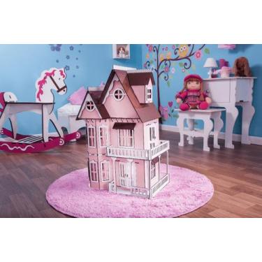 Casa Casinha P/barbie/polly/lol Grande 80cm + 25móveis Mdf em