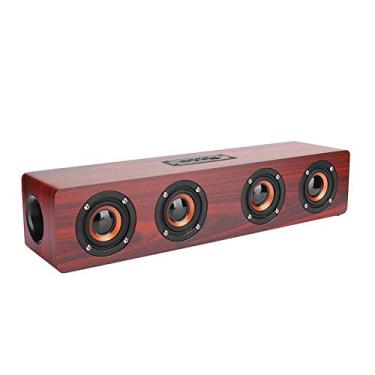 Imagem de Alto-falante de Computador, Subwoofer Portátil de Madeira Estéreo Surround Alta Fidelidade Sem Fio BT PC Com Microfone HD, Bateria Recarregável Embutida de 3000mAh, Suporte AUX/cartão de Memória de 3,5 Mm