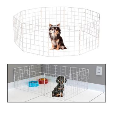 Imagem de Cercado Móvel para Cachorro de Pequeno Porte Porquinho da Índia 10 Telas 30cm Altura Branco