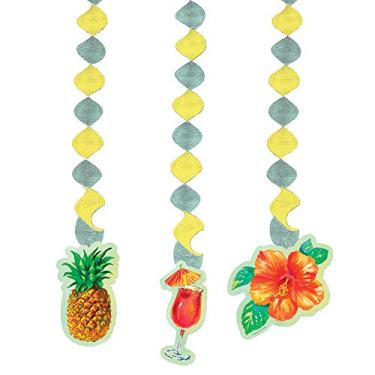 Imagem de Creative Converting Decoração de festa com recortes pendentes de 3 unidades, punção de abacaxi
