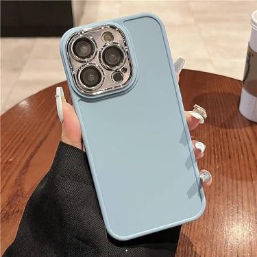 Imagem de Estojo de telefone protetor de filme de lente de câmera de revestimento para iPhone 14 Promax 13 12 11 Pro Max Matte Cor sólida Silicone Capa à prova de choque, T7, Para iPhone 13Pro