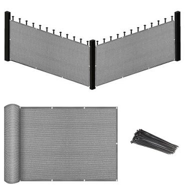 Imagem de Eden's Decor Cobertura de tela de privacidade para varanda de tela de malha resistente ao clima proteção UV para quintal, pátio, varanda, piscina, varanda, cerca, trilhos, jardinagem (cinza, 90 x 48 cm)