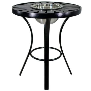 Imagem de Mesa de Centro com Balde de Bebidas e Tampo Ripado em Alumínio para Área, Jardim, Edícula, Piscina e Decoração Trama