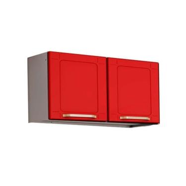 Imagem de Módulo Cozinha Bertolini Colors Armário 6000 2 Portas Branco/vermelho