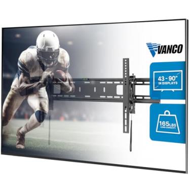Imagem de Vanco Suporte de parede retrátil para TV com suporte retrátil para telas de 43 a 90 polegadas – perfil baixo e compatível com VESA 800 x 400 ou menos