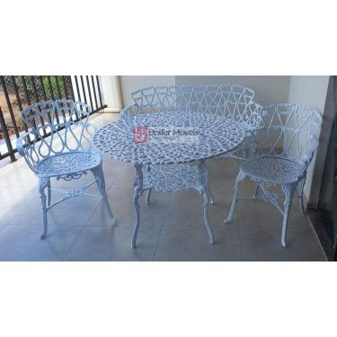 Imagem de Conjunto de Mesa Para Jardim Viena Com Banco de 3 Lugares e Mesa de 1,00 M em Alumínio Fundido Unifer Móveis