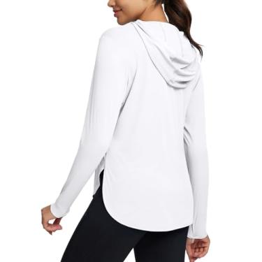 Imagem de BALEAF Camisa de sol feminina FPS 50+ com capuz FPS manga longa proteção UV roupas caminhadas pesca ao ar livre leve, Branco, XXG
