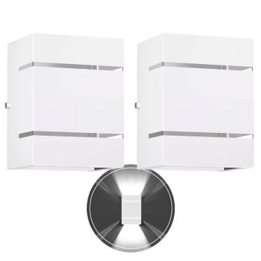 Imagem de 2 Arandelas Externa 2 Frisos Foco Fachos Parede Muro Branco