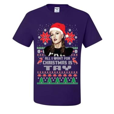 Imagem de wild custom apparel Camisetas feias de Natal All I Want for Christmas is Tay, Roxa, 3G