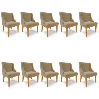 Imagem de Kit 10 Cadeiras Estofadas Para Sala De Jantar Base Fixa De Ma