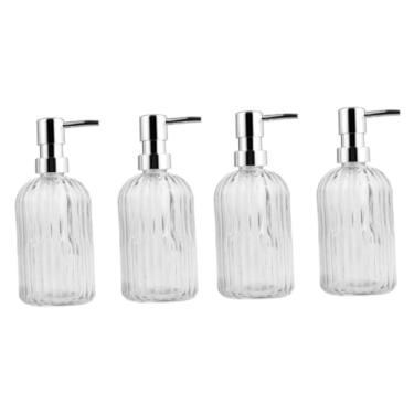 Imagem de Baluue 4 Pcs garrafa de para as mãos dispensador de sabão de vidro transparente higiene cosmética dispensador de sabonete frasco de bomba de loção frascos de shampoo Simples