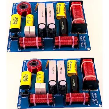 Imagem de Lelukee 2 peças de divisor de frequência de alto-falante, crossover, 3 vias, 300 W, alta fidelidade, altura média, 3 unidades, filtro crossover para alto-falantes de 7 a 12 cm