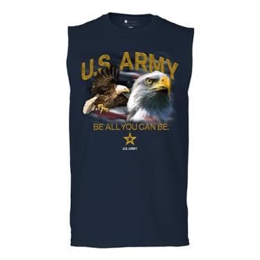 Imagem de Tee Hunt Camiseta US Army Be All You Can Be Muscle American Military Strong Veteran DD214 Patriotic Armed Forces Licenciada Masculina, Azul marinho, G