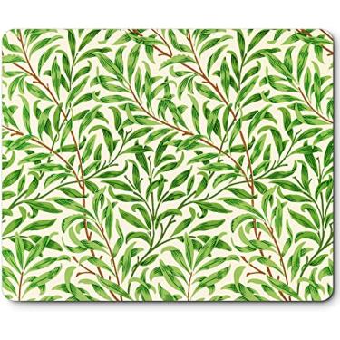 Imagem de Mouse pad para mulheres com design artístico, base de borracha tamanho médio 24 x 19 cm, mousepad de gel para PC, computador e laptop macio à prova d'água flor verde flroal fofo (Willow Bough por