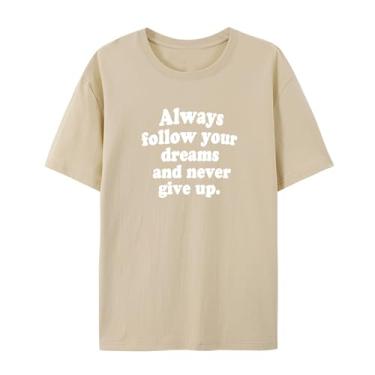 Imagem de BAFlo Camiseta Never Give Up com estampa inspiradora para homens e mulheres, Arena, M