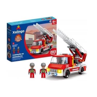 Imagem de Passe o mouse para ampliar Blocos de Montar Bombeiros Caminhão de Emergência 203 Peças Xalingo