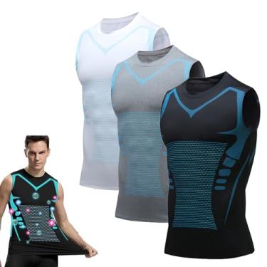 Imagem de QIAWI Ionic Shaping Vest, 2024 New Version Ionic Shaping Vest, camiseta masculina de compressão emagrecedora, colete modelador corporal, 3 peças 2, G
