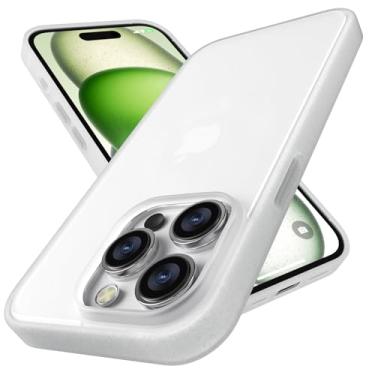 Imagem de Gatita Capa de plástico transparente translúcido compatível com iPhone 15, capa de celular rígida grossa fosca aderente fosca à prova de choque compatível com iPhone 15 de 6,1 polegadas (Y2023) -